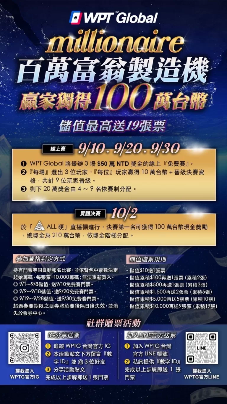 WPT Global-millionaire-百萬富翁製造機